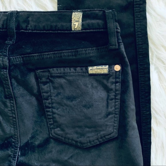 7FAM 7 For All Mankind Stretch Black Velvet Skinny Ankle Jean 25 - Picture 7 of 8